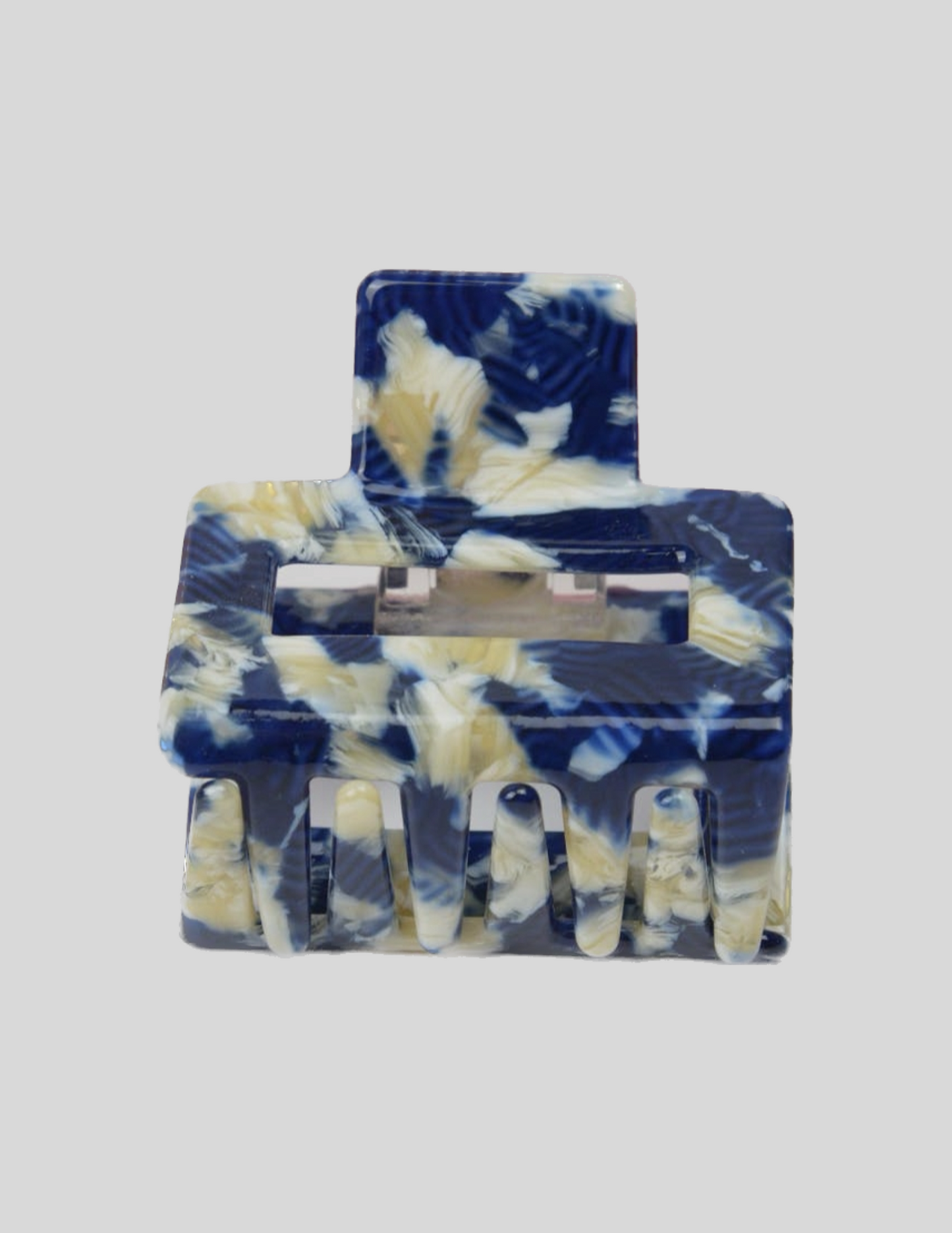 Square Claw Clip- Navy/Yellow