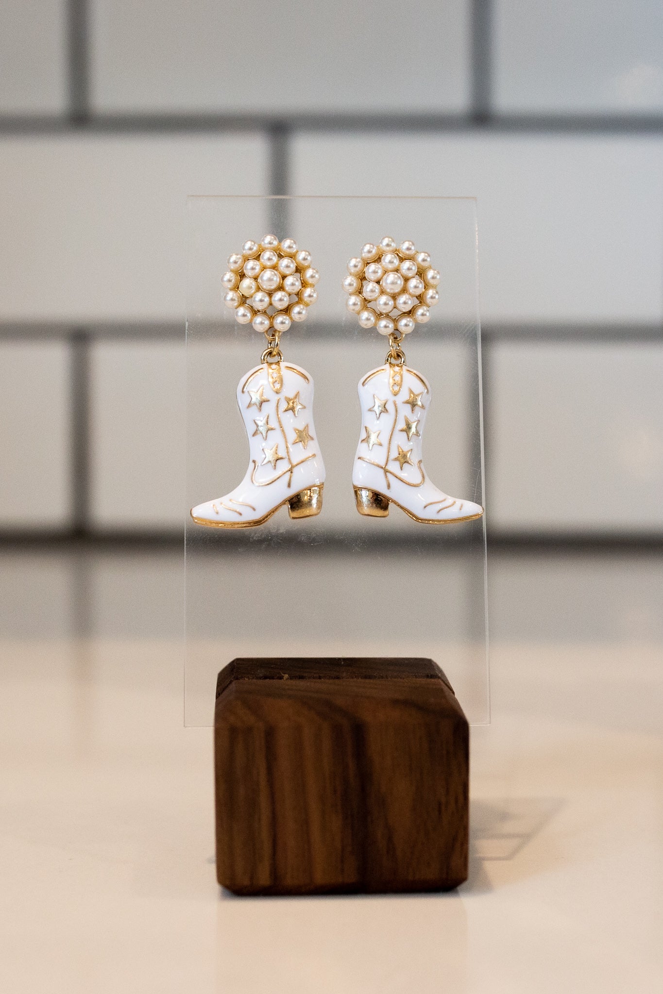 Cowboy Boot Pearl Earrings