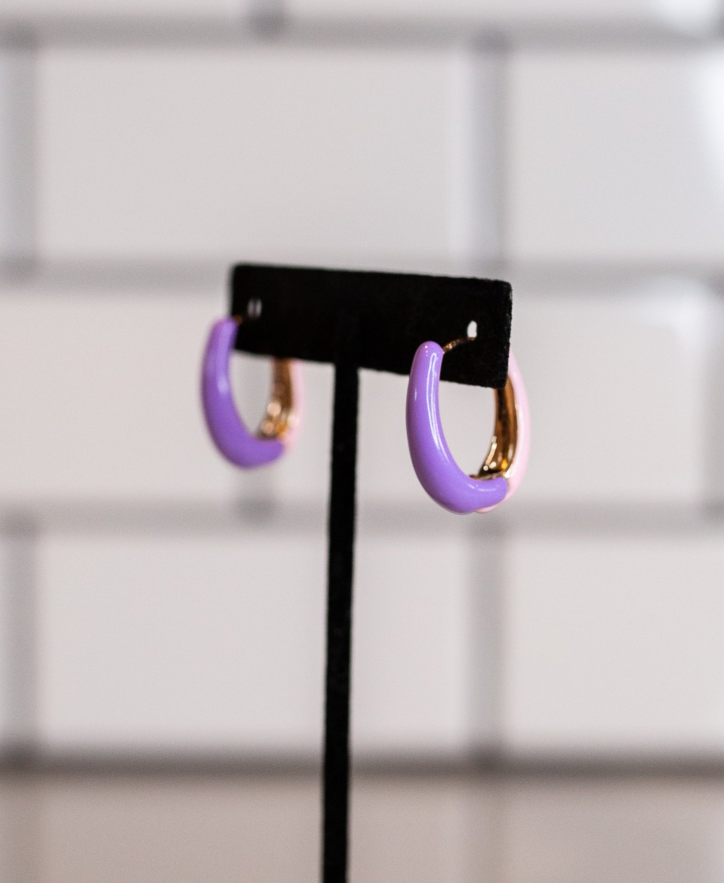 Two Tone Huggie Earrings (Tarnish Free)- Purple