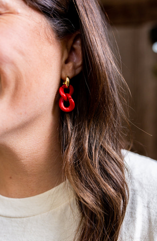 Red Link Earrings