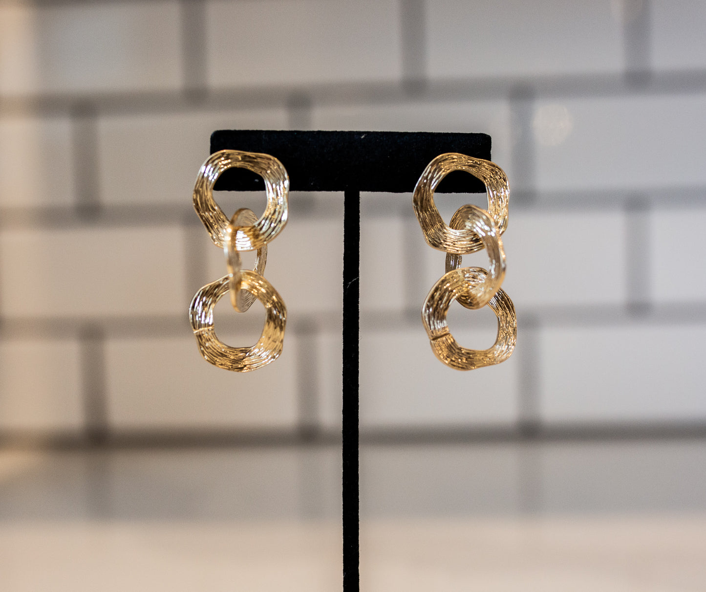 Gold Drop Link Earrings