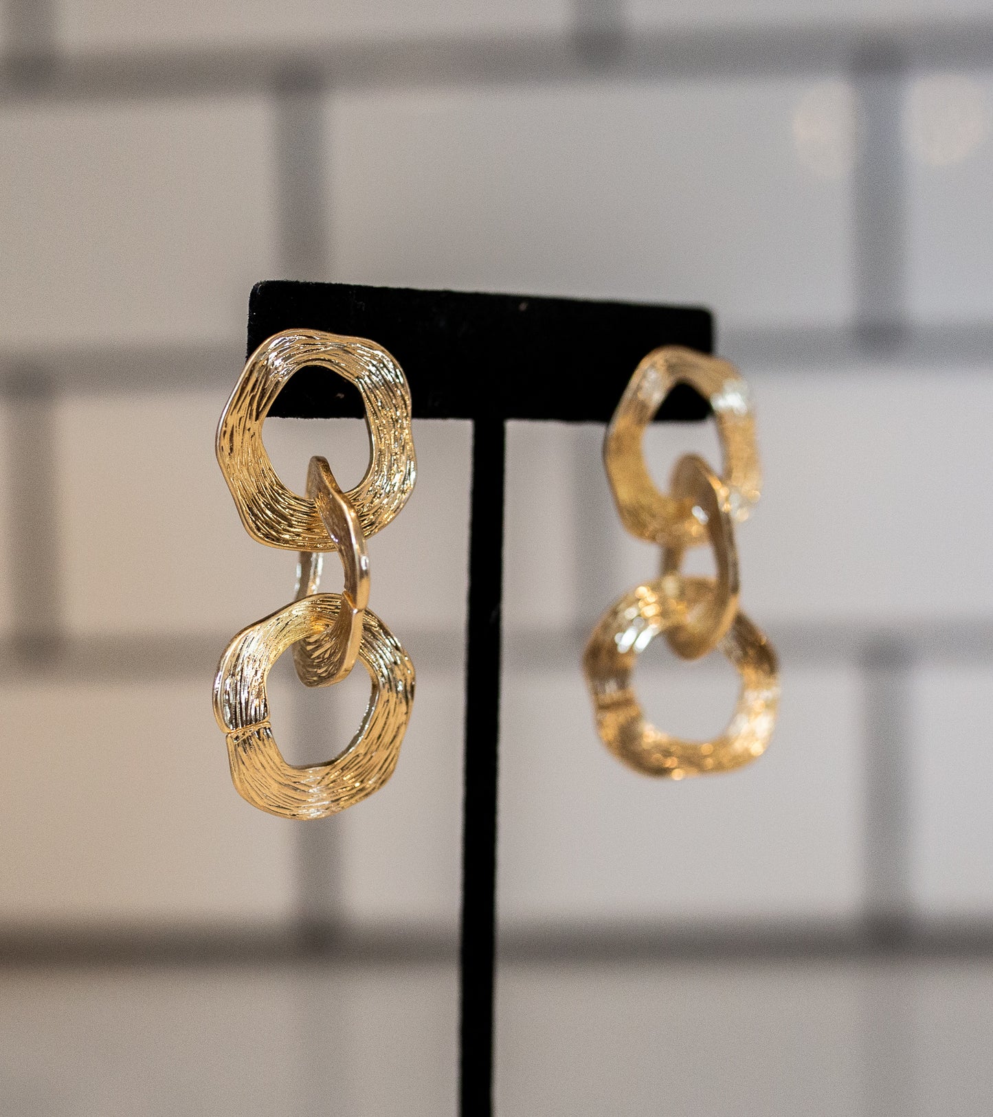 Gold Drop Link Earrings