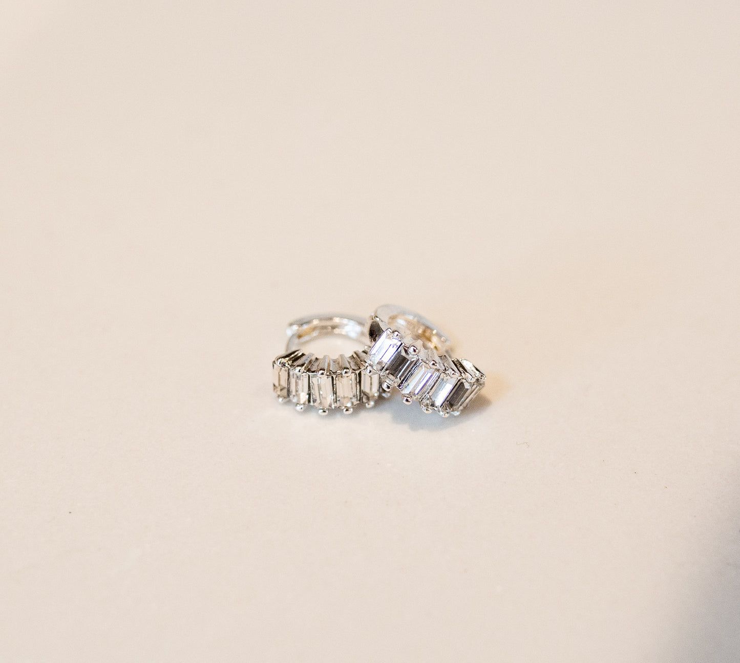 Diamond Huggie Earrings- Silver