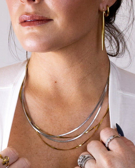Silver Layer Snake Necklace (water resistant/tarnish free)