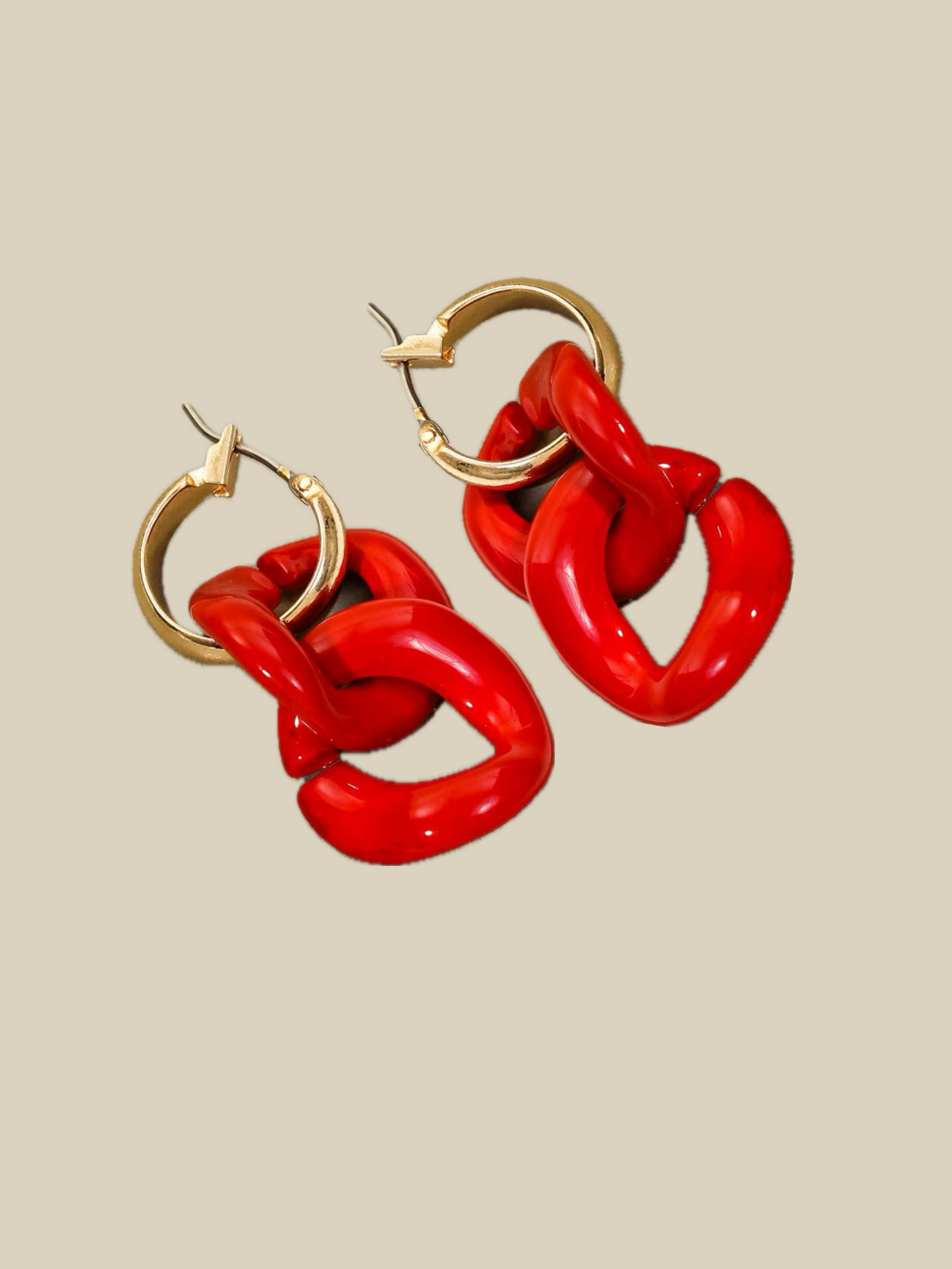 Red Link Earrings