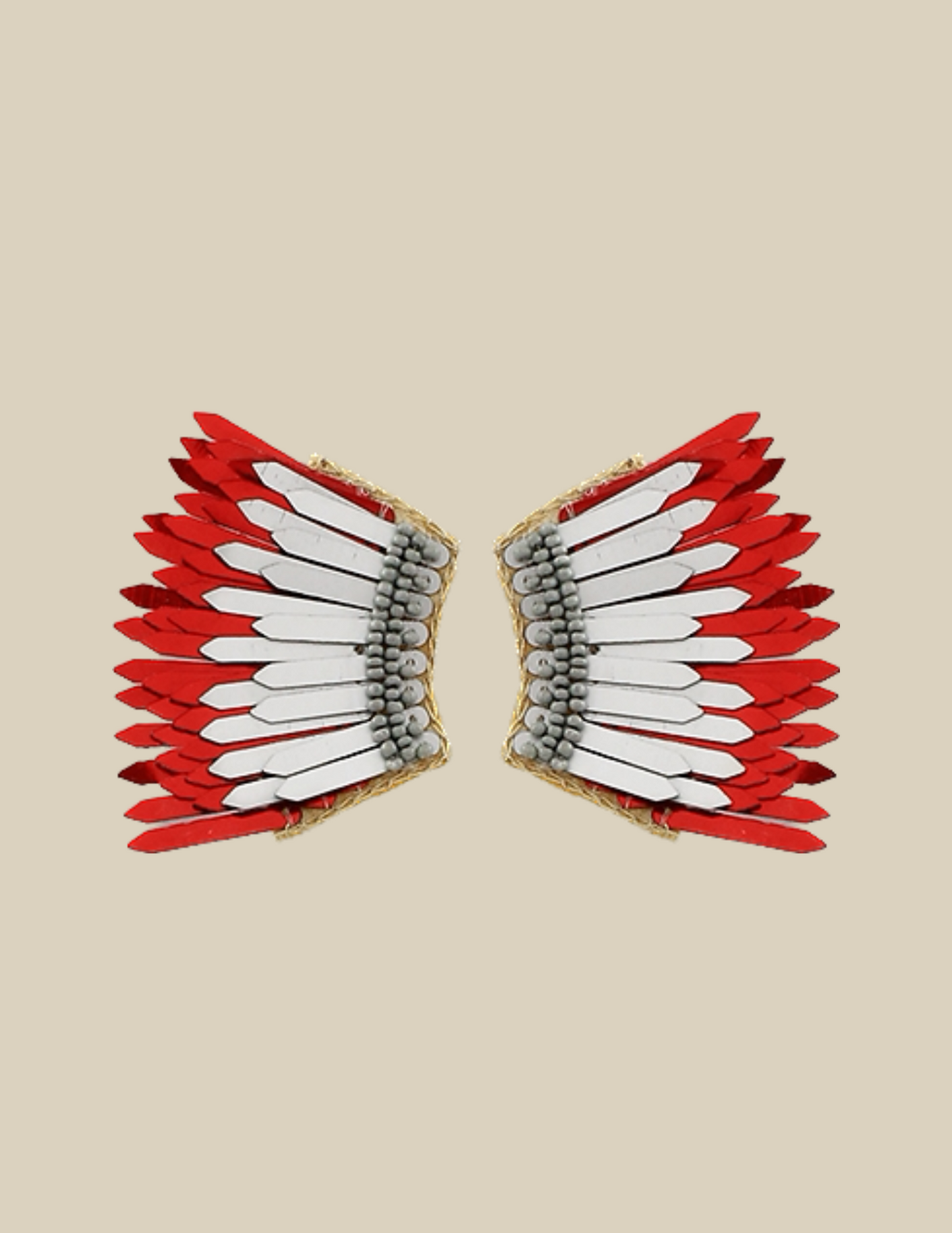 Indians Earrings- Red/Grey
