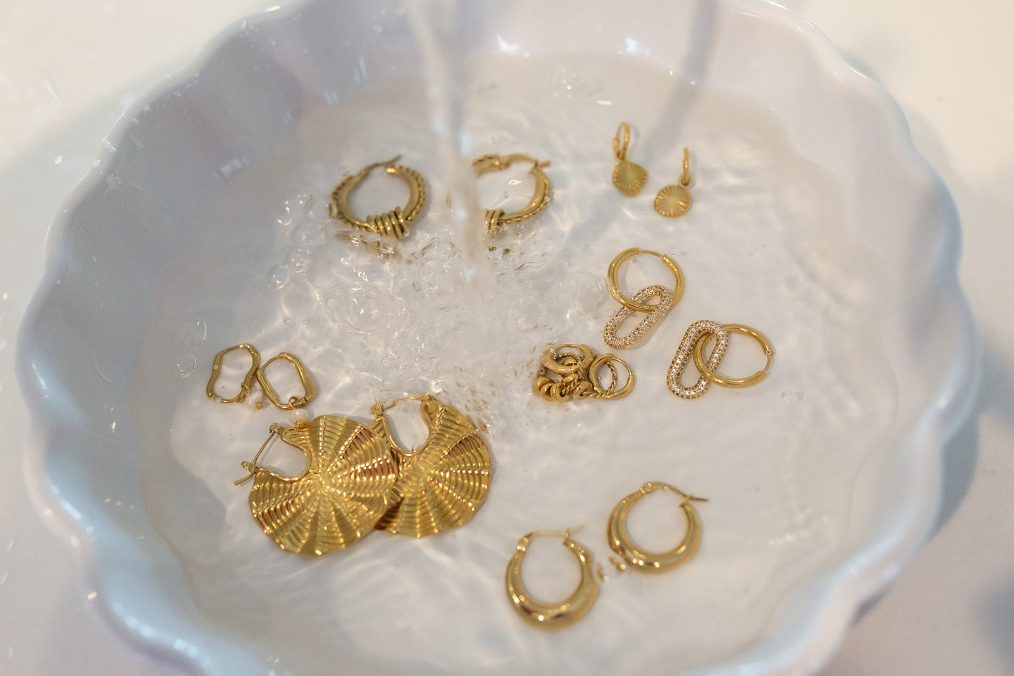 Golden Fan Earrings (water resistant/tarnish free)